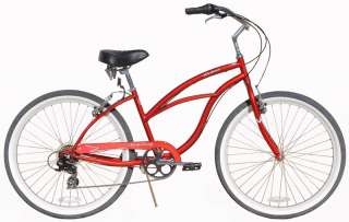 26 7 SPEED Beach Cruiser Bicycle Bike Urban Lady Red  