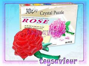 3D Crystal Puzzle Jigsaw 44pcs Rose Red Flower  