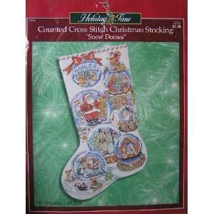  Snow Domes Christmas Stocking Counted Cross Stitch Kit 
