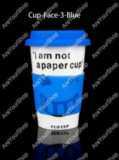 Am Not A Paper Cup Mug ECO Friendly Coffee Tea Porcelain Face Blue 