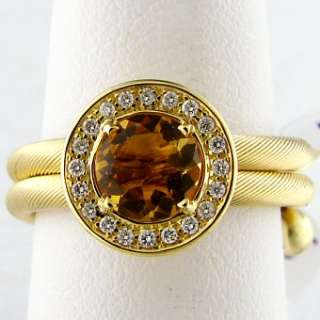 1ct Citrine .20ct Diamond Ladies Flexible Ring 14k Gold  