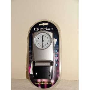   Quartex Analog Quartz Alarm/Folding Flashlight Base Clock Electronics