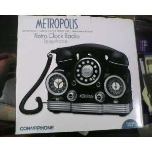    Metropolis Retro Clock Radio Telephone by Conairphone Electronics