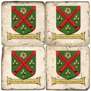  Personalized Country Club Coasters   Set of 4 Kitchen 