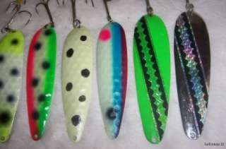   & LAKE TROUT FISHING TROLLING SPOON LURES 7 GLOW GREAT COLORS  