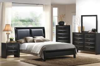 Avant garde Decor Queen Bed Room Furniture w/ its Black Faux Leather 