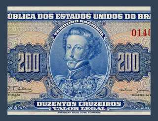 200 CRUZEIROS Banknote of BRAZIL   1964   PEDRO I   UNC  