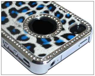 Gray Luxury Bling Diamond Leopard Case Cover iPhone 4  