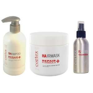 Cortex Hair Repair Formula Set Shampoo and Hair Mask+Flat Iron Cleaner 