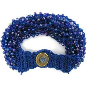  Glass seed bead crochet bracelet 8 rainbow blue