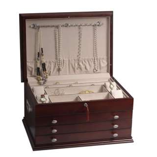   Heirloom Jewelry Box Chest that Completely Locks Top & Drawers.  