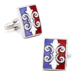    L2 by Loma Mens Dueling Fleur Cufflinks Red/White/Purple Jewelry