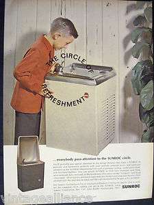 Boy @ Sunroc Drinking Fountain Water Cooler 1968 Ad  