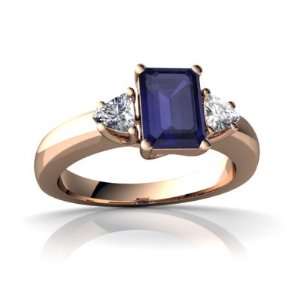 14k Rose Gold Emerald cut Genuine Sapphire Ring Size 4.5 Jewelry