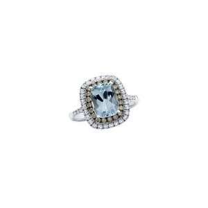 ZALES Cushion Cut Aquamarine and Lab Created White Sapphire Ring with 