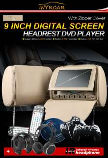   HD LCD Car Pillow Headrest DVD Player Speaker IR Headphone 8d  