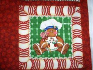 Gingerbread Family 6 Quilt Blocks WallHanging Cotton MM Fabric Panel 