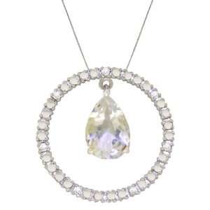   Gold Diamond & White Topaz Circle Of Love Pendant Necklace Jewelry