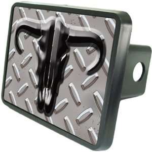 Bull On Diamond Plate Custom Hitch Plug for 2 receiver from Redeye 