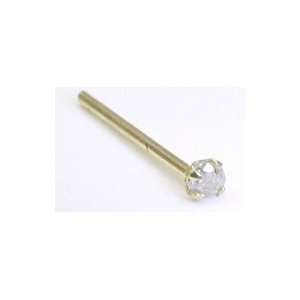    REAL DIAMOND Solid 14K Gold Nose Ring / Fishtail Stud Pin Jewelry