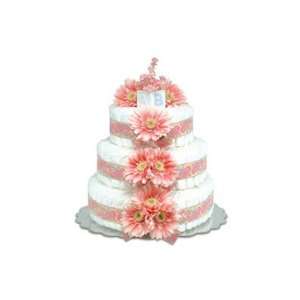    Pink Daisies   Paisley   Large Baby Shower Diaper Cake Baby