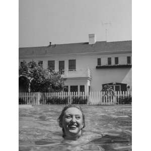  Actress and Singer, Celeste Holm, Swimming at Her Home 