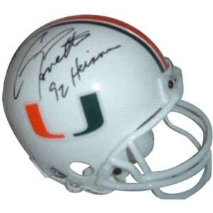  Gino Torretta Autographed Miami Hurricanes Mini Helmet w 