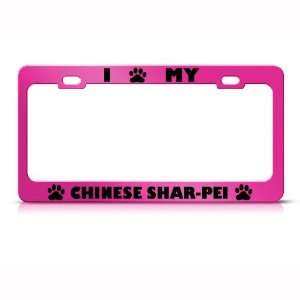  Chinese Shar Pei Dog Pink Metal license plate frame Tag 