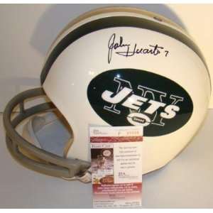 John Huarte Heis 64 SIGNED F/S JETS/NDAME Helmet JSA   Autographed 