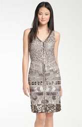 Guilia Embellished Mixed Media V Neck Sheath Dress $198.00