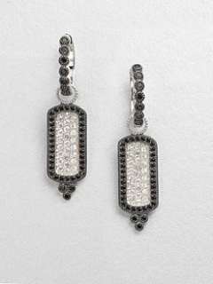 Black Diamond Accented White Sapphire and Spinel Earring Charms