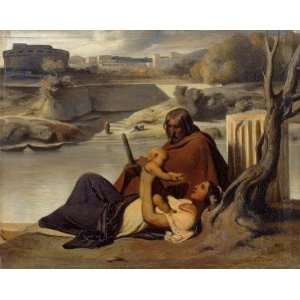   Paul Delaroche   24 x 20 inches   Resting on the Banks of the Tiber