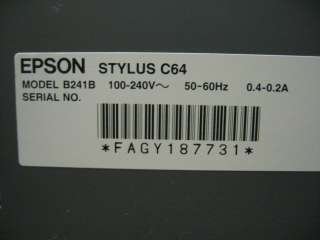 Epson Stylus C64 B241B Ink Jet Printer 4 Color USB  