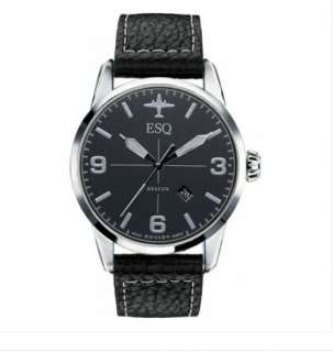 ESQ by Movado Mens Swiss Black Leather Strap Beacon Watch 07301392 