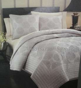 NEW Waterford Kaylee Silk KING Quilt Solid Gray Silver  