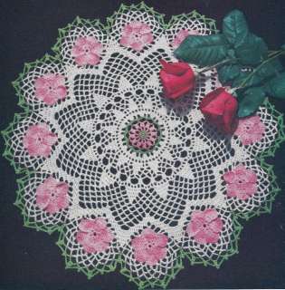 Vintage Crochet PATTERN Wild Rose Flower Doily Motif  