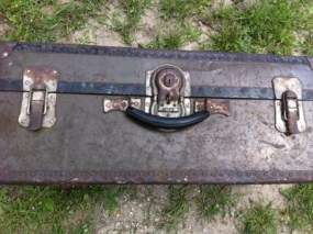   Antique Metal Shwayder Steamer Trunk Military Footlocker Foot Locker