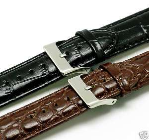 Two 20mm Genuine Leather Watch Strap Black and Brown  