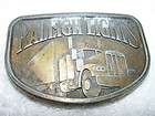   Raleigh Lights Truck 18 wheeler Brass Belt Buckle 3 3/8 X 2 3/8