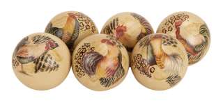 French Country Rooster 4 Balls Spheres Orbs Set 6 New  