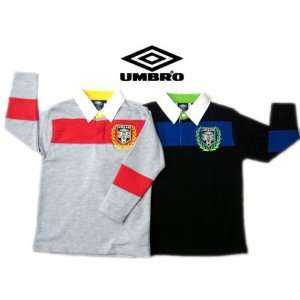  UMBRO Boys Prep French Terry Long Sleeve Rugby Shirt 