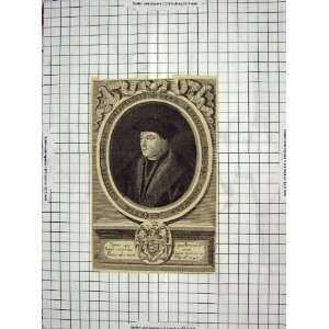   C1800 Antique Portrait Thomas Cromwell Damaged Print