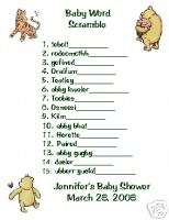 12 Classic Pooh Word Scramble For Baby Shower Games  