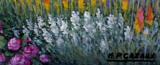 FRENCH OIL PAINTING PROVENCE FLOWERS CYPRUS GARDEN  