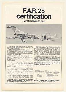 1971 Gates Learjet FAR 25 Certification Jet Aircraft Ad  