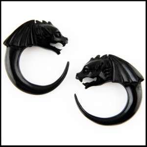 Pair of Vampire Bat HORN Ear Plugs Gauges (PICK SIZE)  