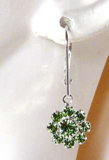   Swarovski Crystals Dangle Earrings ~ SIMULATED PERIDOT GEMSTONES