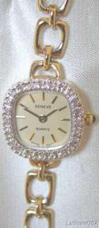 14K Gold ¼ ct Diamonds Ladies GENEVE Link Band Watch #59  