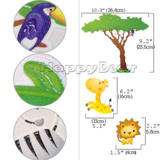 glow in the dark jungle animals kids wall removable decal sticker
