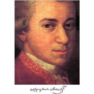 Wolfgang Amadeus Mozart Color Painting w/ Reprint Signature Novelty 8 